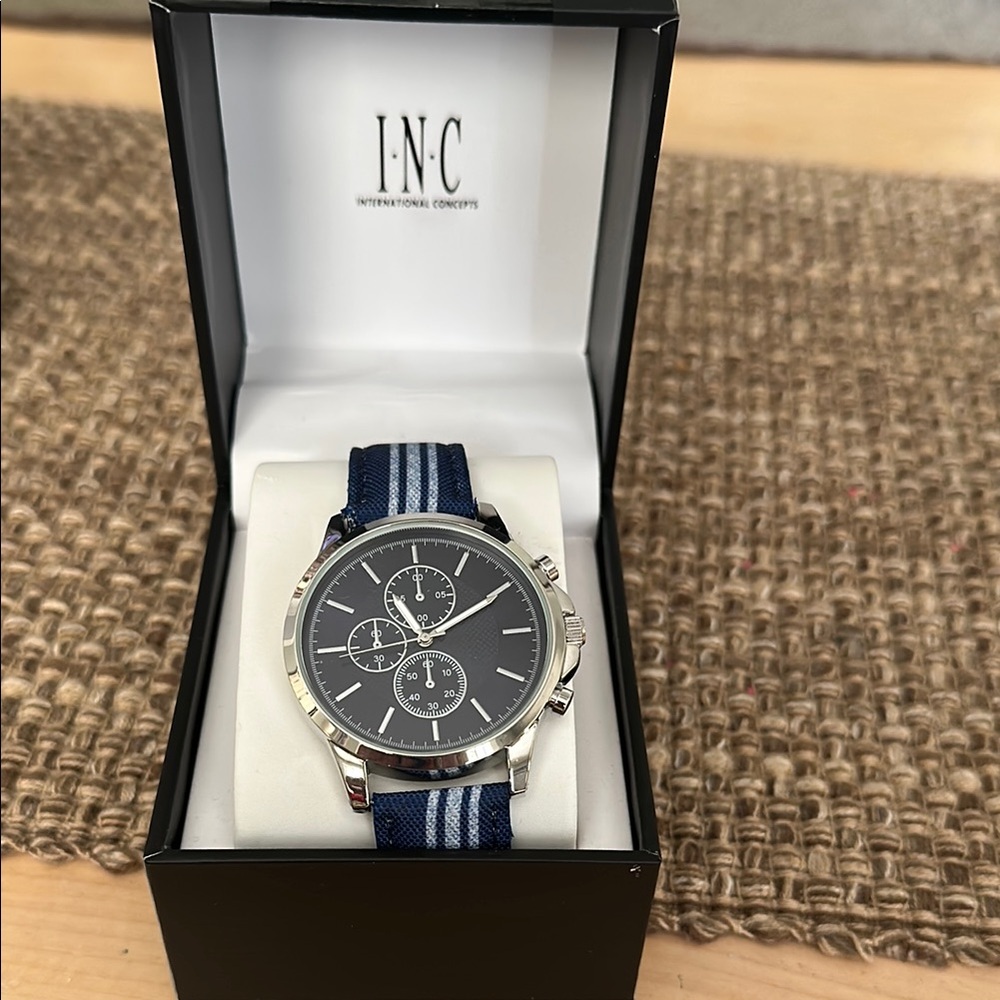 INC International Concepts Blue and Silver Sporty Watch NEW